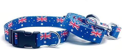 צווארון כלבים ורצועה מוגדרים עם דגל אוסטרליה | נהדר לחגים אוסטרלים, אירועים מיוחדים, פסטיבלים,